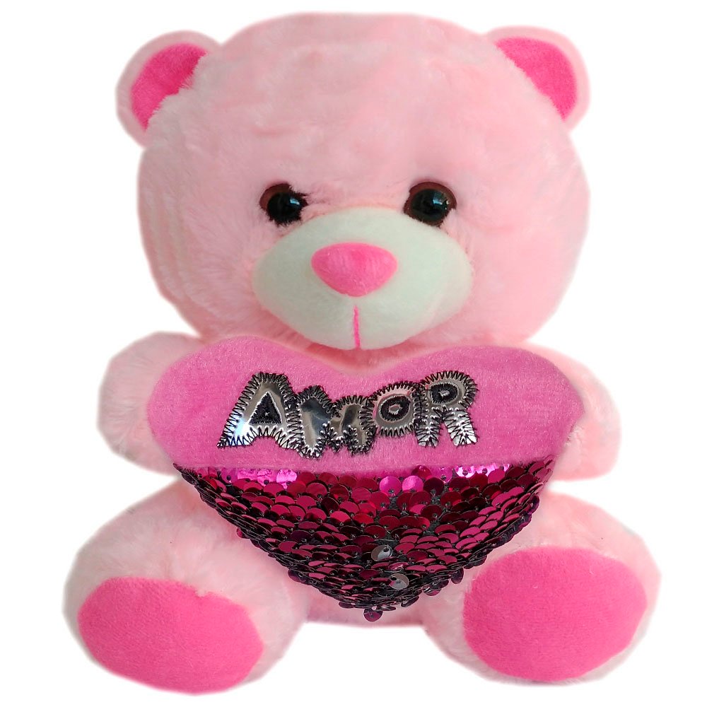 Ursinho Rosa Ursinho Rosa Com Coracao Urso De Pelúcia 50 Cm Sentado Pérola Com